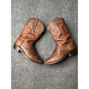 Mens Western Durango Brown Leather Cowboy Boots, Size US 8 D